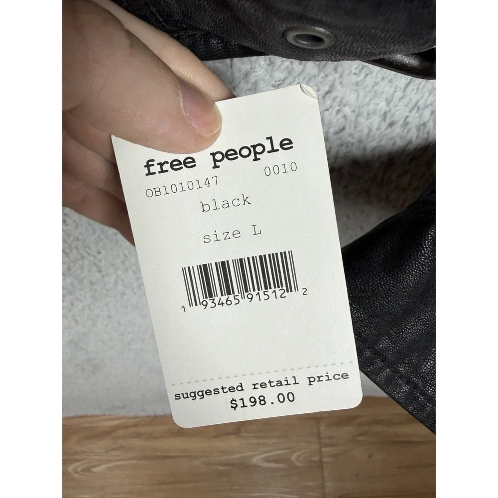 NWT We The Free People Faux Vegan Leather Moto Motorcycle Jacket Medium Biker L